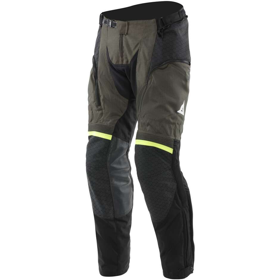 Dainese SUPER ADVENTURE ABSOLUTESHELL Fabric Motorcycle Pants Black Tarma Fluo Yellow