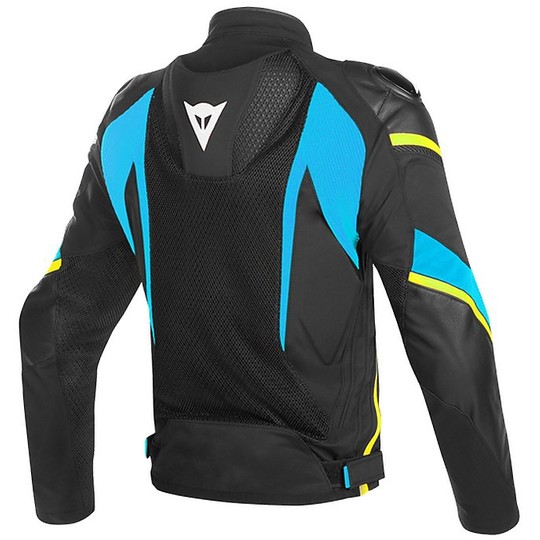 Dainese Super Rider D-Dry Fabric Motorcycle Jacket Black Blue Yellow Fluo