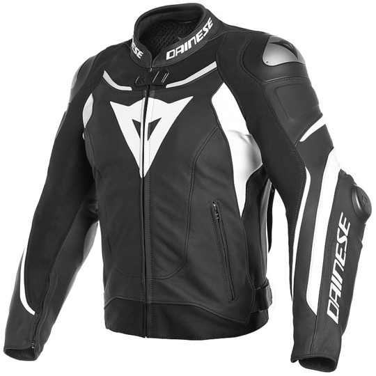 Dainese SUPER SPEED 3 Perforated Leather Motorcycle Jacket Black White
