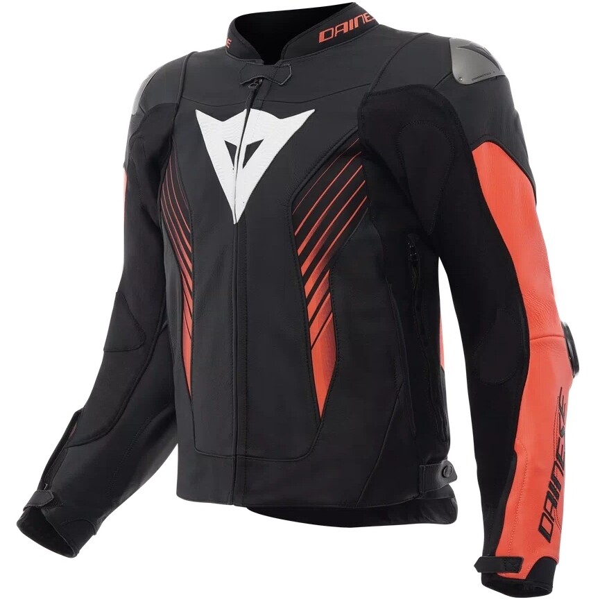 Dainese SUPER SPEED 5 Leder-Motorradjacke Schwarz Rot Weiß