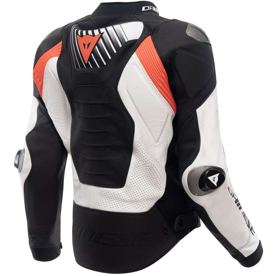 Dainese SUPER SPEED 5 PERF. Leather Motorcycle Jacket Black White Red