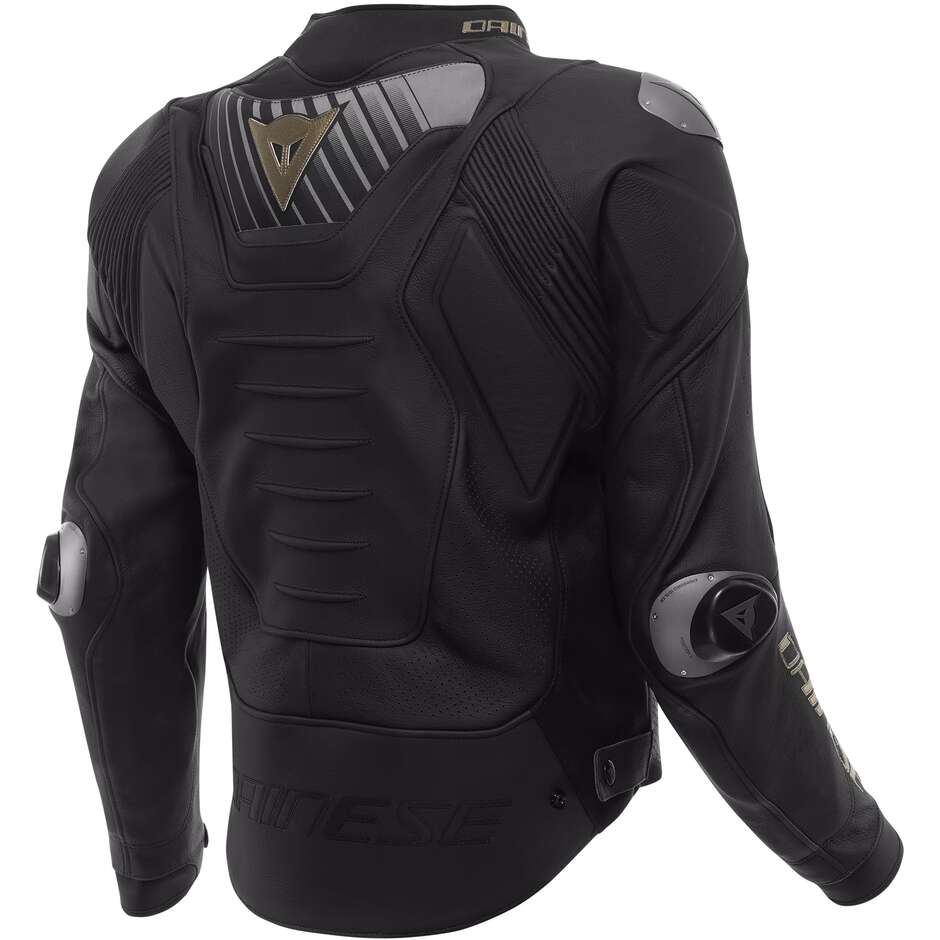 Dainese SUPER SPEED 5 PERF. Leder-Motorradjacke Schwarz Gold