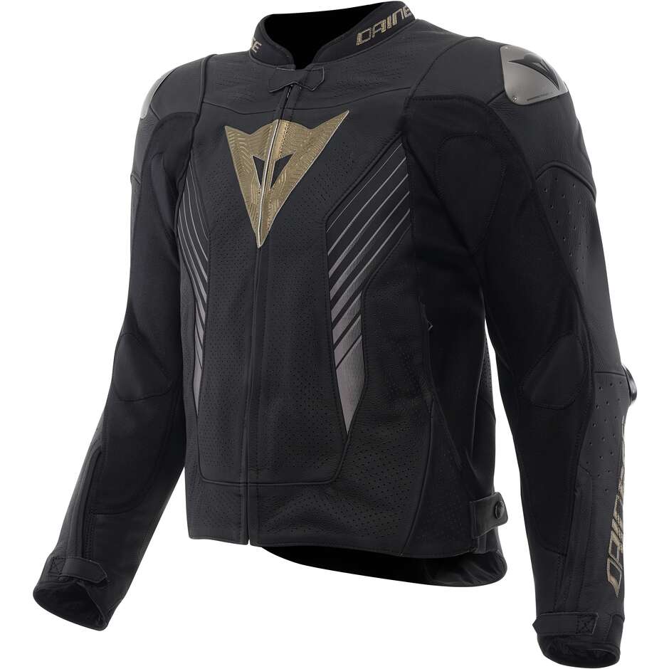 Dainese SUPER SPEED 5 PERFRATA Leather Motorcycle Jacket Black Gold