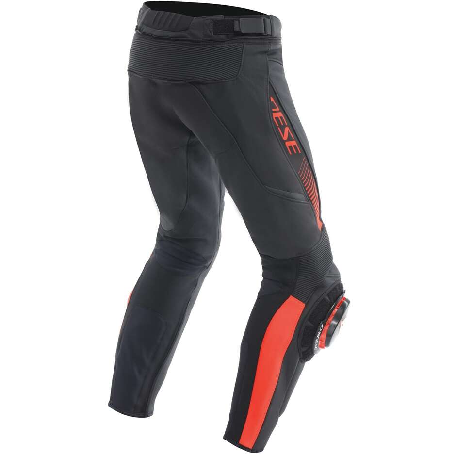 Dainese SUPER SPEED Black Red Fluo Leather Motorcycle Pants