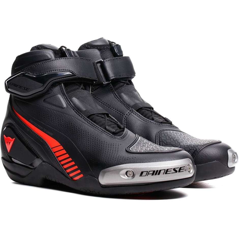 Dainese SUPERYA Motorradschuhe Schwarz Rot Fluoreszierend