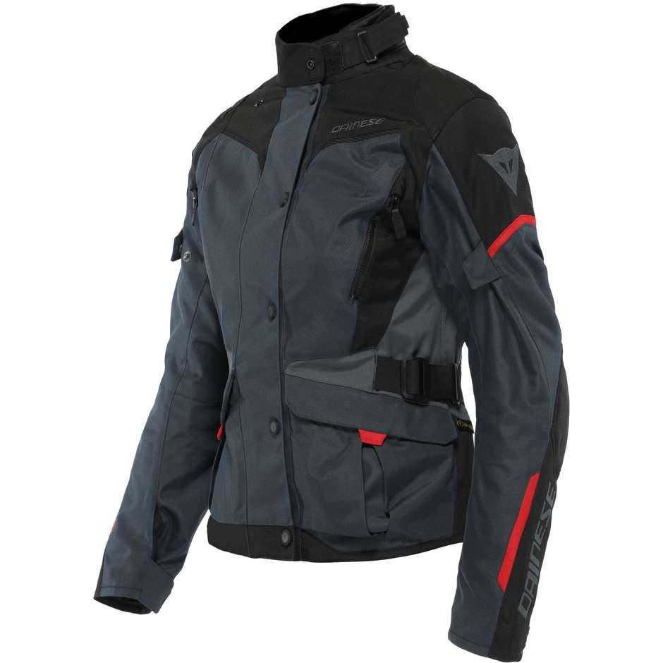 Dainese TEMPEST 3 D-DRY LADY Ebony Black Lava Red Women's Motorcycle Jacket