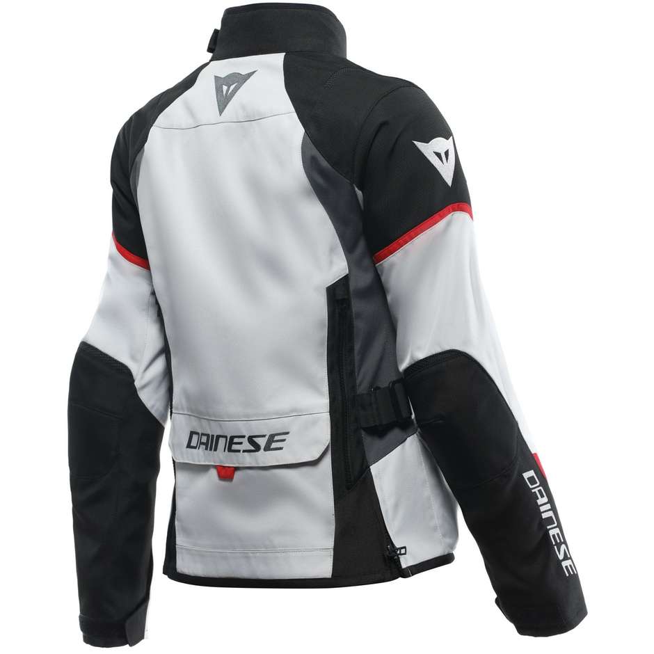 Dainese TEMPEST 3 D-DRY LADY Women's Motorcycle Jacket Ice Gray Black Lava Red