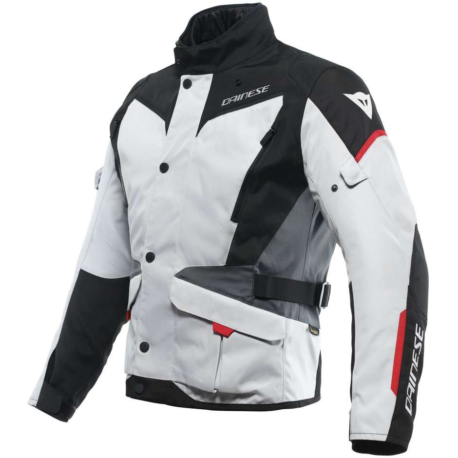Dainese TEMPEST 3 D-DRY Motorcycle Jacket Ice Gray Black Lava Red