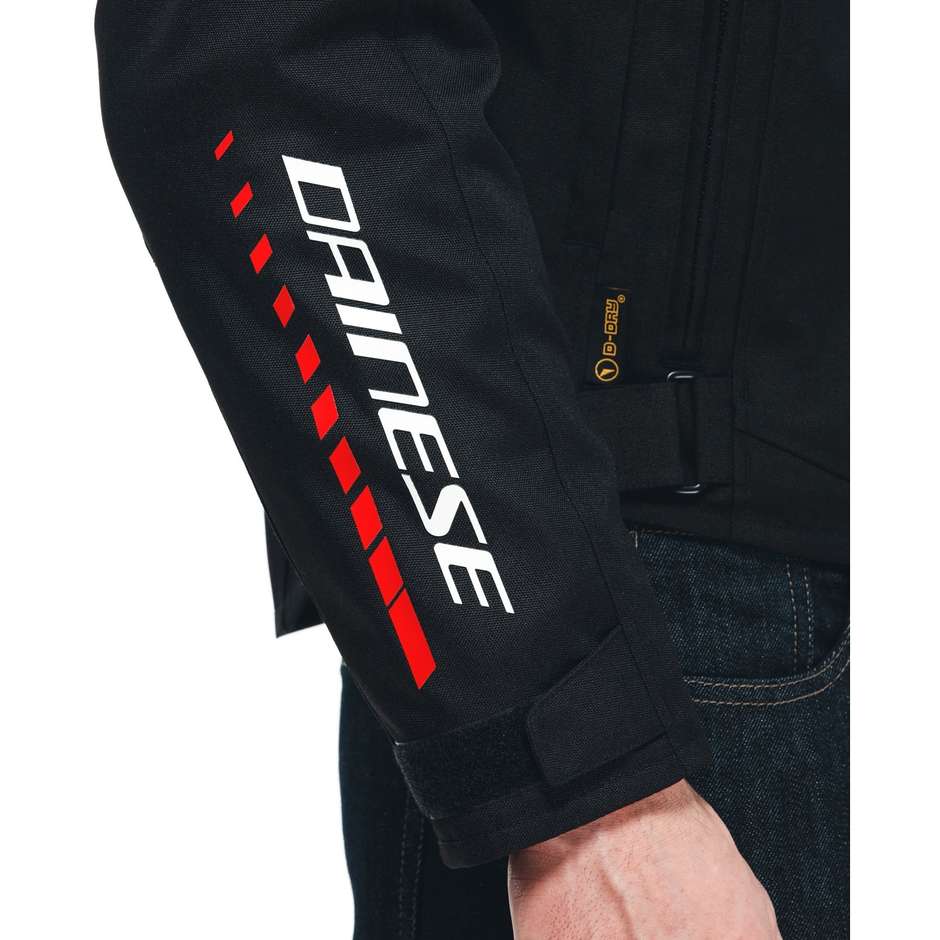 Dainese VELOCE D-DRY Motorcycle Jacket Black White Lava Red