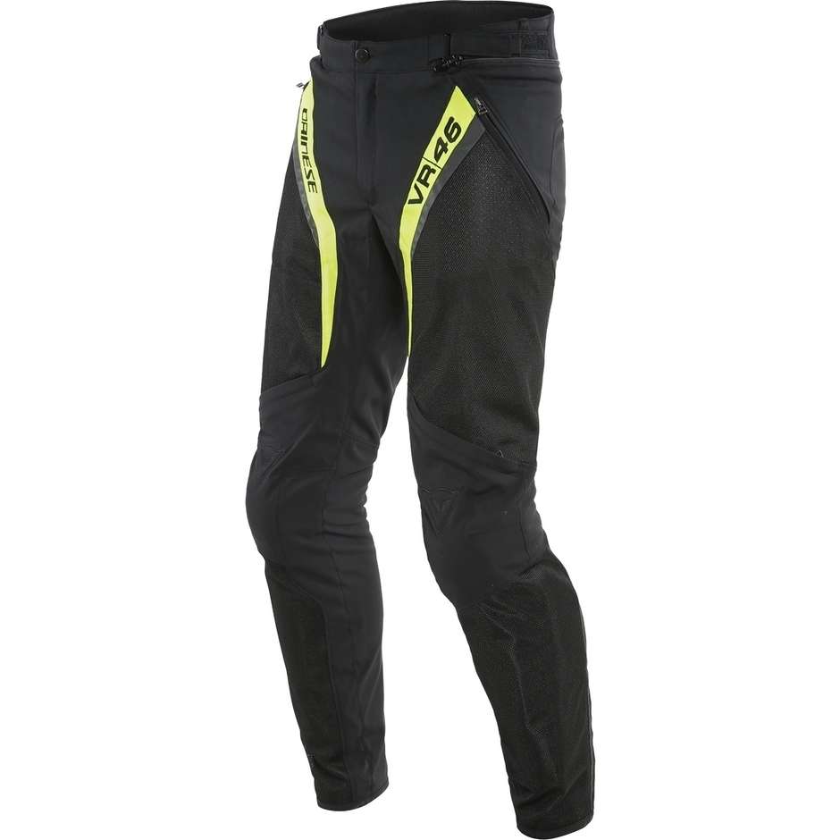 Dainese VR46 GRID AIR TEX Summer Motorcycle Pants Black Yellow Fluo