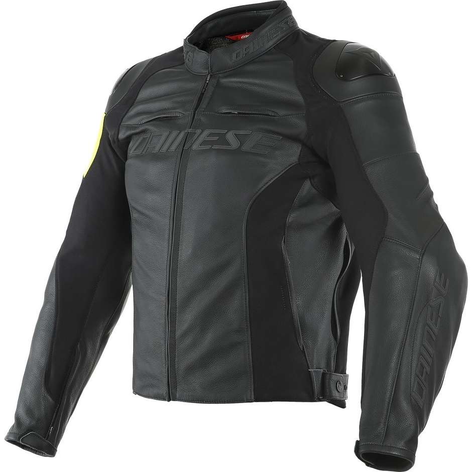 Dainese VR46 POLE POSITION Leather Motorcycle Jacket Black