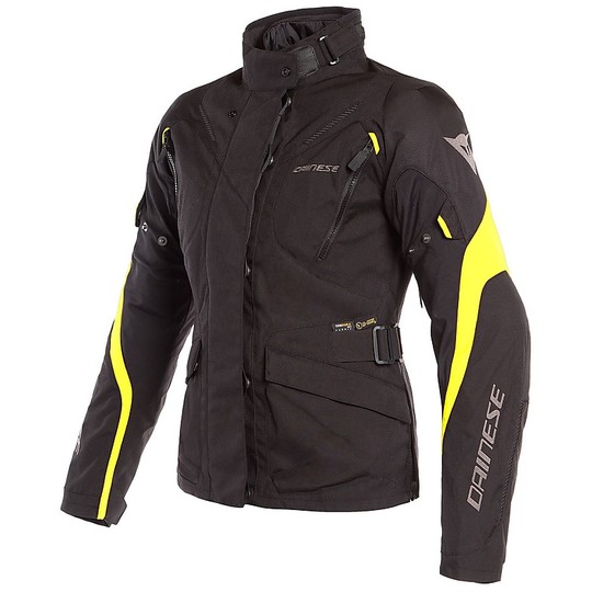 Dainese Women's Motorcycle Jacket In Dainese Fabric TEMPEST 2 LADY D-DRY Black Yellow Fluo