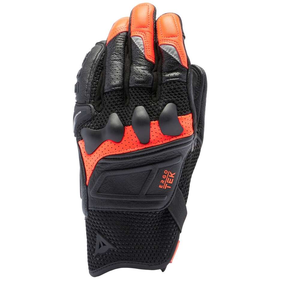 Dainese X-RIDE 2 ERGO-TEK Black Red Fluo Leather Motorcycle Gloves