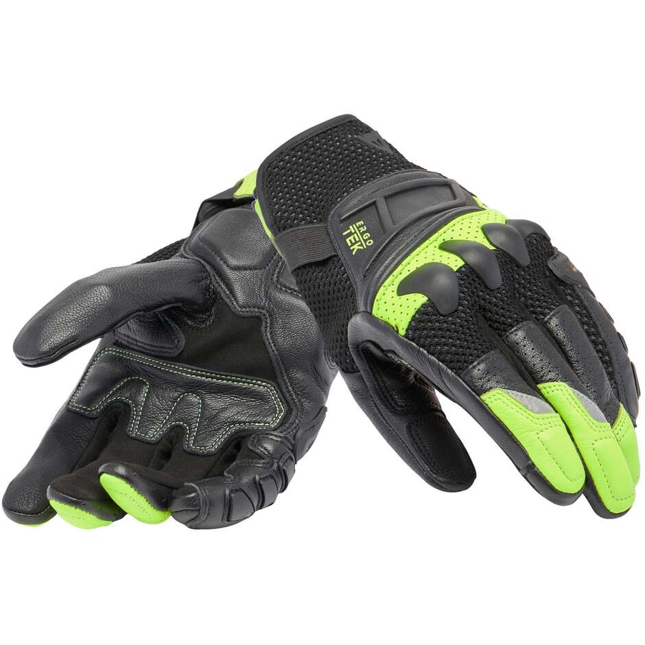 Dainese X-RIDE 2 ERGO-TEK Fluo Black Yellow Leather Motorcycle Gloves