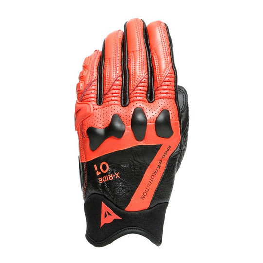 Dainese X-RIDE Black Red Fluo Leather Motorcycle Gloves