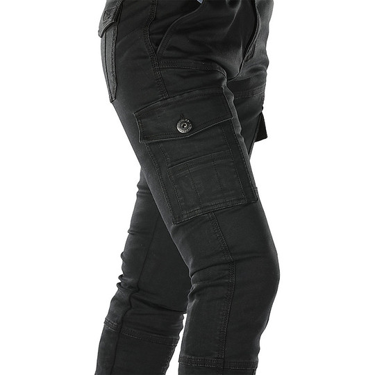 Damen Hosen Motorrad Jeans CE Überlappung CARPENTER LADY Schwarz