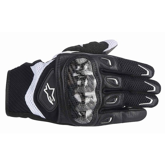 Damen Motorrad Handschuhe Alpinestars STELLA SMX-2 Air Carbon Handschuhe Schwarz-Weiß