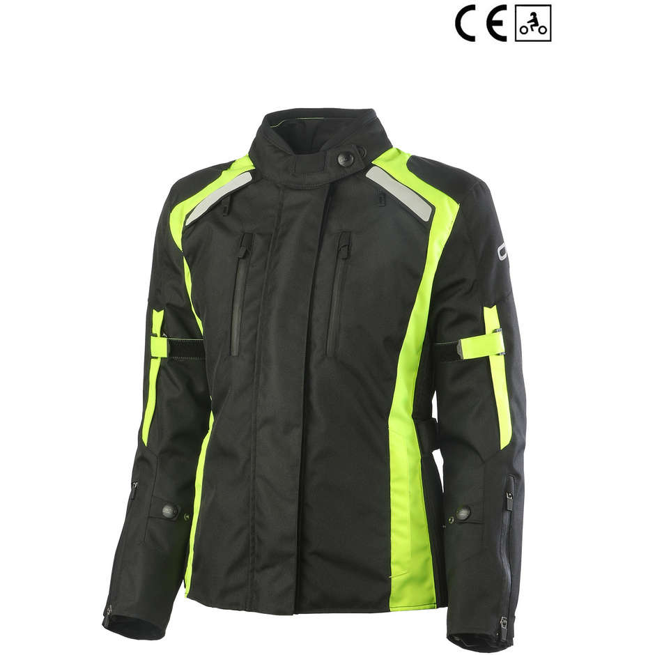 Damen Motorradjacke 4 Seasons Oj Atmosphere J217 Invincible Lady Schwarz Gelb Fluo