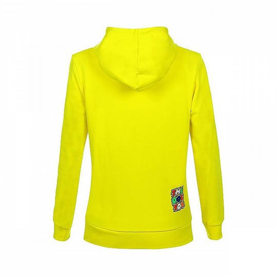 Damen Sweatshirt VR46 Classic Collection Stripes Kapuzenpullover mit durchgehendem Reißverschluss Gelb