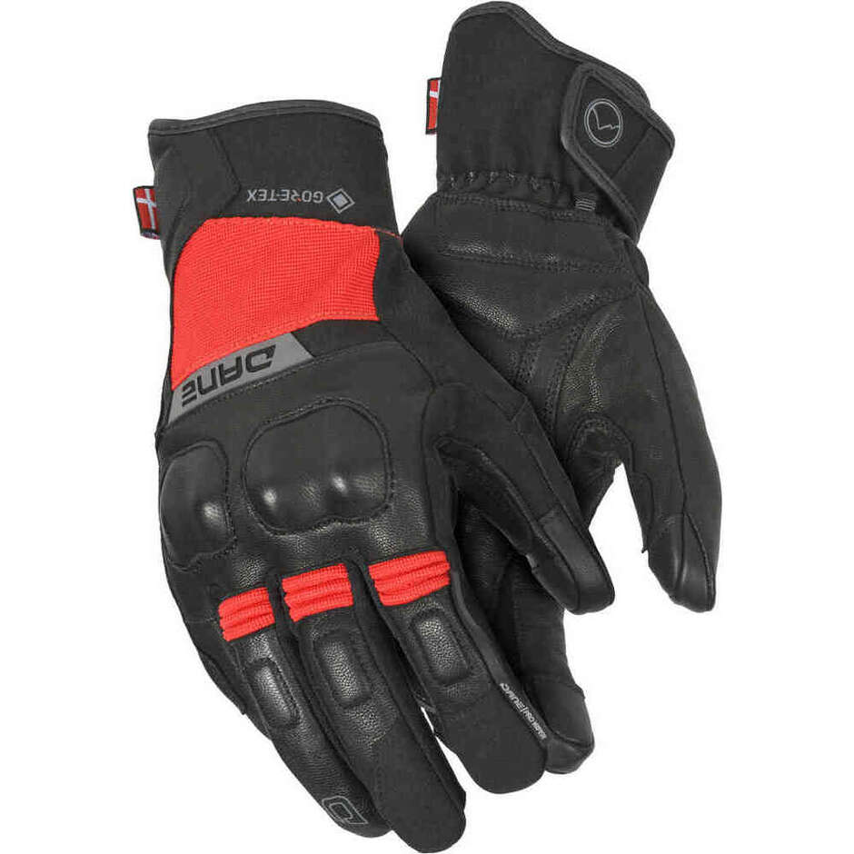 Dane Finn Gore-Tex Grip Waterproof Motorcycle Gloves Black Red