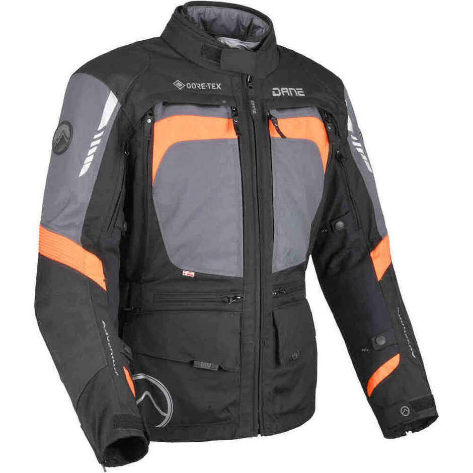 Dane Reykjavik Gore-Tex Technical Motorcycle Jacket Black Orange