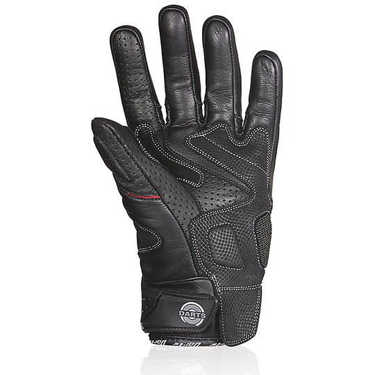 Darts Summer Motorcycle Gloves in Certified Black Striker Leather