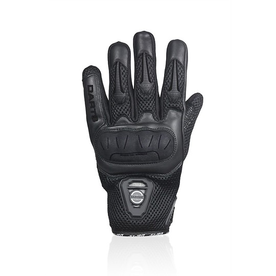 Darts Summer Motorcycle Gloves, Leather and Leather Leader Certified Black