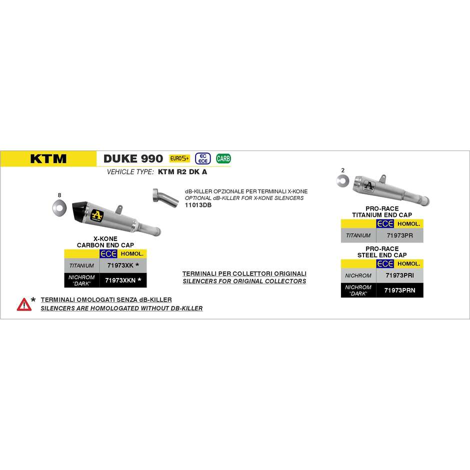 DB-Killer per terminale X-Kone KTM DUKE 990 2024/2025