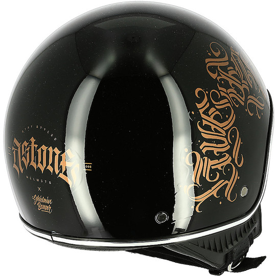 Demi Jet Motorcycle Helmet Custom Astone MINIJET 66 Black Glossy Letters