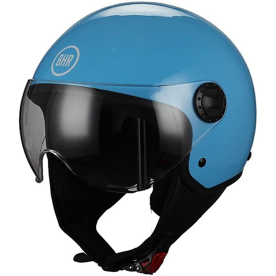 Demi-Jet Motorcycle Helmet Domed Visor BHR 801 Blue
