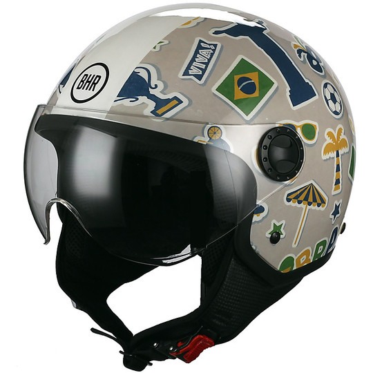Demi-Jet Motorcycle Helmet Domed Visor BHR 801 Brazil A