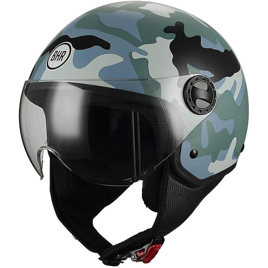 Demi-Jet Motorcycle Helmet Domed Visor BHR 801 Camouflage Gray