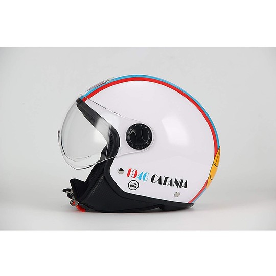 Demi-Jet Motorcycle Helmet Domed Visor BHR 801 Catania White