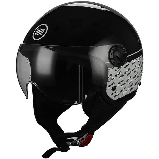 Demi-Jet Motorcycle Helmet Domed Visor BHR 801 Cool Drive Black
