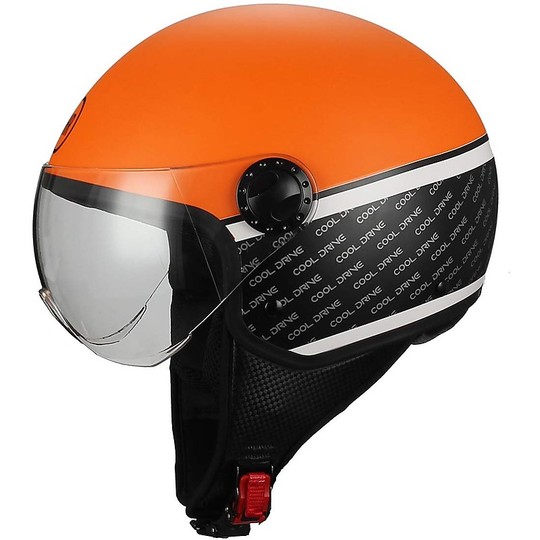 Demi-Jet Motorcycle Helmet Domed Visor BHR 801 Cool Drive Orange