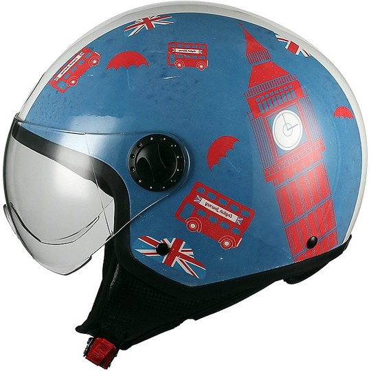 Demi-Jet Motorcycle Helmet Domed Visor BHR 801 England B