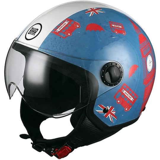 Demi-Jet Motorcycle Helmet Domed Visor BHR 801 England B