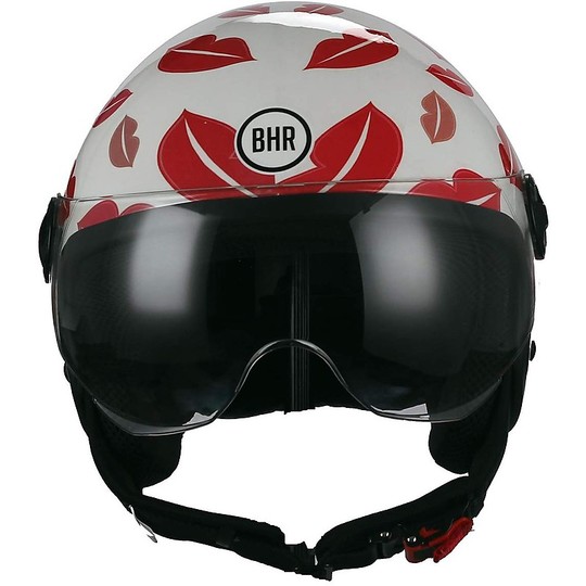 Demi-Jet Motorcycle Helmet Domed Visor BHR 801 Kiss Me
