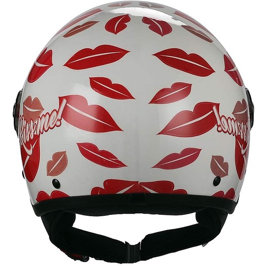 Demi-Jet Motorcycle Helmet Domed Visor BHR 801 Kiss Me