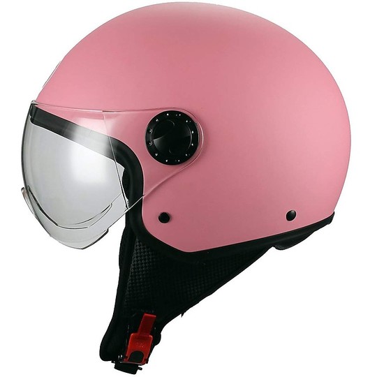 Demi-Jet Motorcycle Helmet Domed Visor BHR 801 Matt Pink