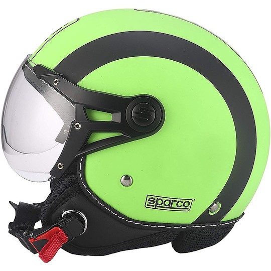Demi-Jet Motorcycle Helmet Domed Visor BHR Sparco SP501 Green