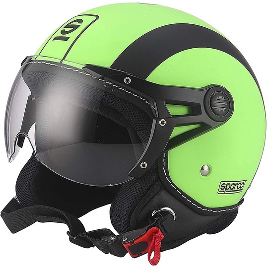 Demi-Jet Motorcycle Helmet Domed Visor BHR Sparco SP501 Green
