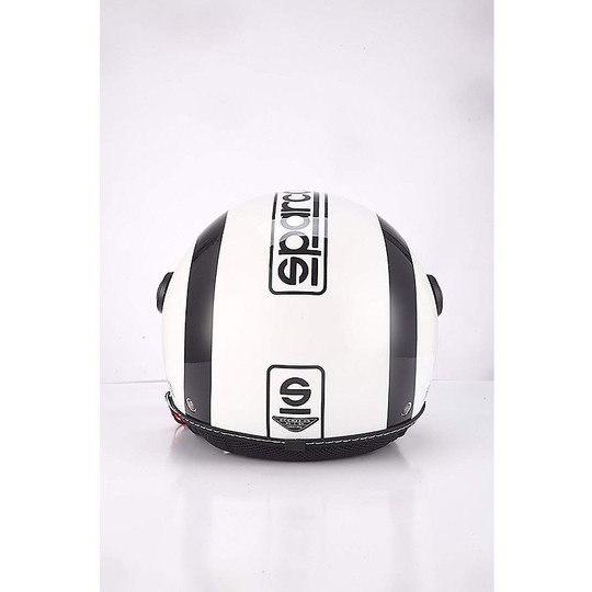 Demi-Jet Motorcycle Helmet Domed Visor BHR Sparco SP501 White Black
