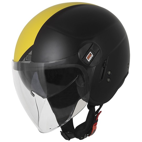 Demi-Jet Motorcycle Helmet Double Visor Origin ALPHA NEXT Black Yellow Fluo