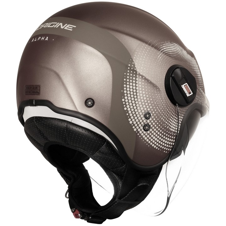 Demi-Jet Motorcycle Helmet Double Visor Origin ALPHA Track Beige Brown Opaque
