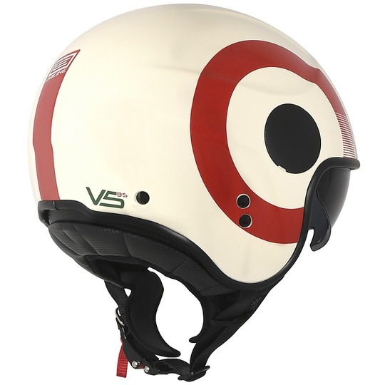Demi-Jet Motorcycle Helmet Origin SIERRA ROUND Green Red Matt White