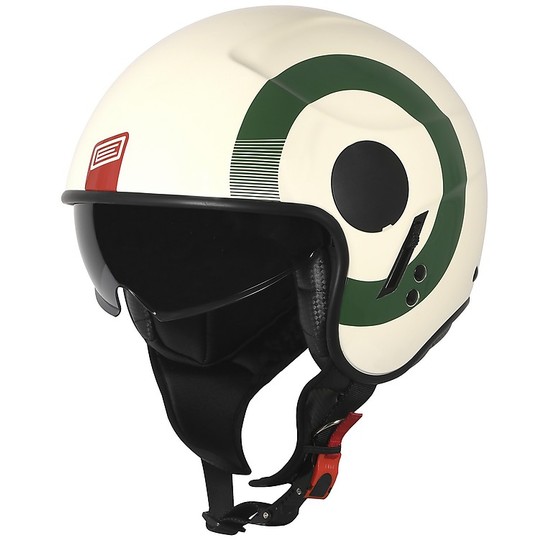 Demi-Jet Motorcycle Helmet Origin SIERRA ROUND Green Red Matt White