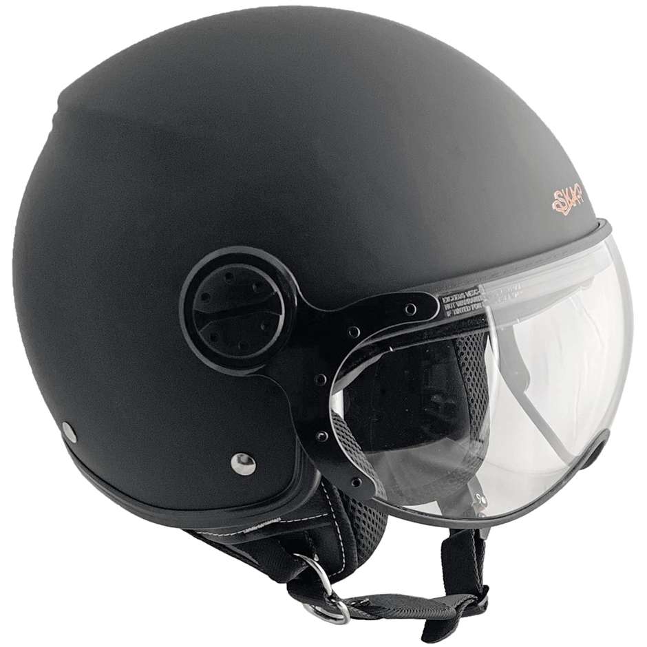 Demi-Jet Motorcycle Helmet Shaped Visor Ska-P 1LS METROPOLI LEI Matt Black