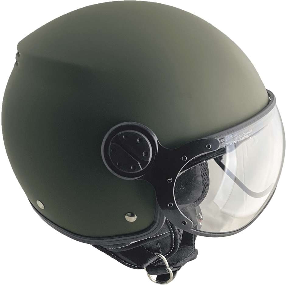 Demi-Jet Motorcycle Helmet Shaped Visor Ska-P 1LS METROPOLI LEI Matt Green