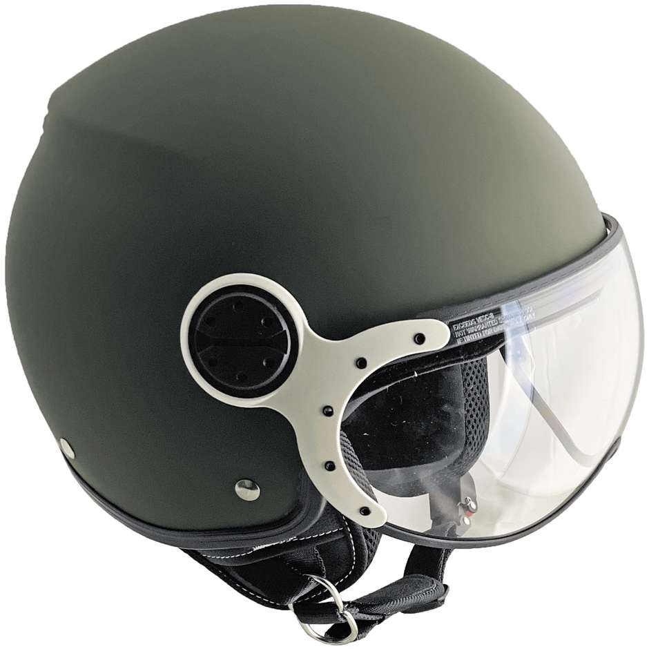 Demi-Jet Motorcycle Helmet Shaped Visor Ska-P 1LS METROPOLI LEI Matt Green